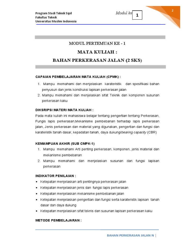 Modul 1 Struktur Perkerasan Jalan Pdf