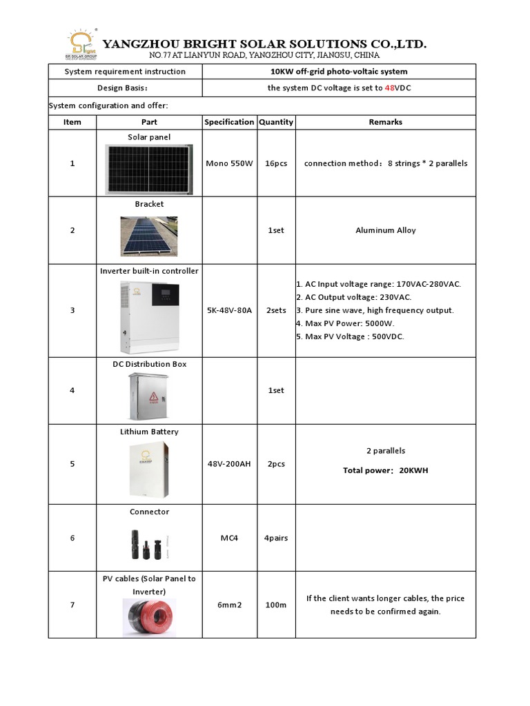 10KW Off Grid Solar System-BR SOLAR | PDF | Power Inverter | Photovoltaics