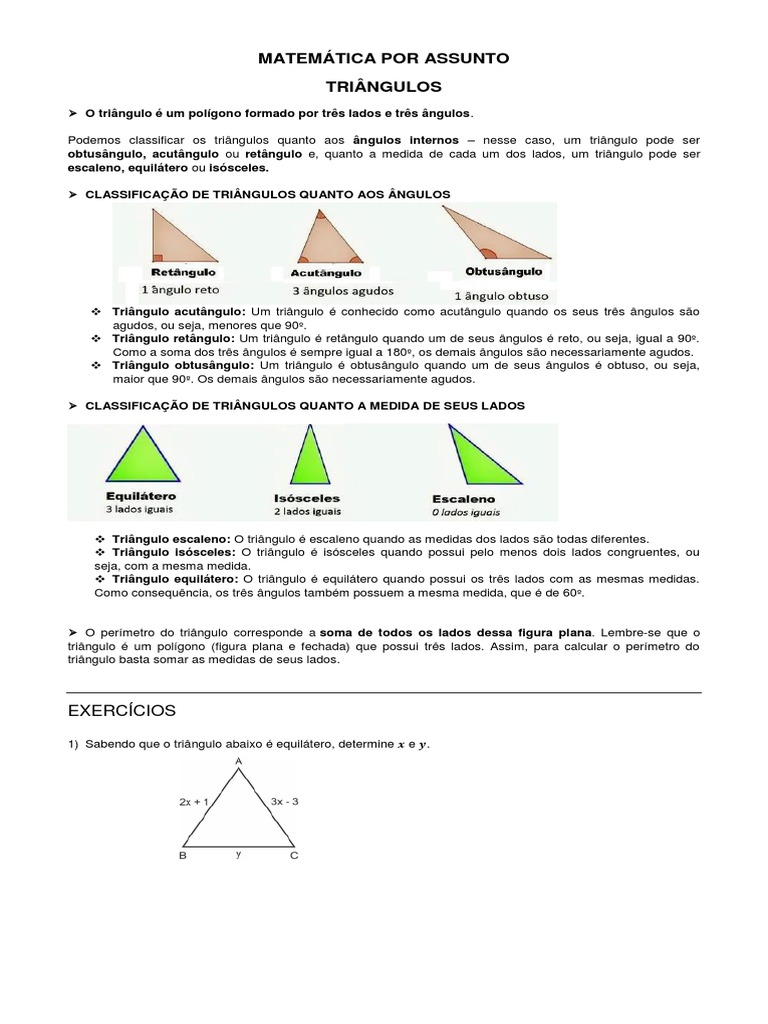 Matemática Por Assunto Triangulos Parte 1 Pdf Triângulo Geometria