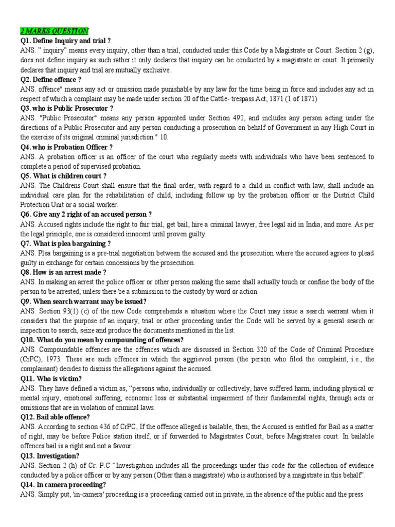 Key provisions of the juvenile justice system and criminal procedure