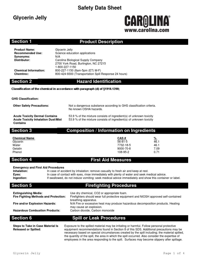 2995Glycerin Jelly PDF Toxicity Personal Protective Equipment