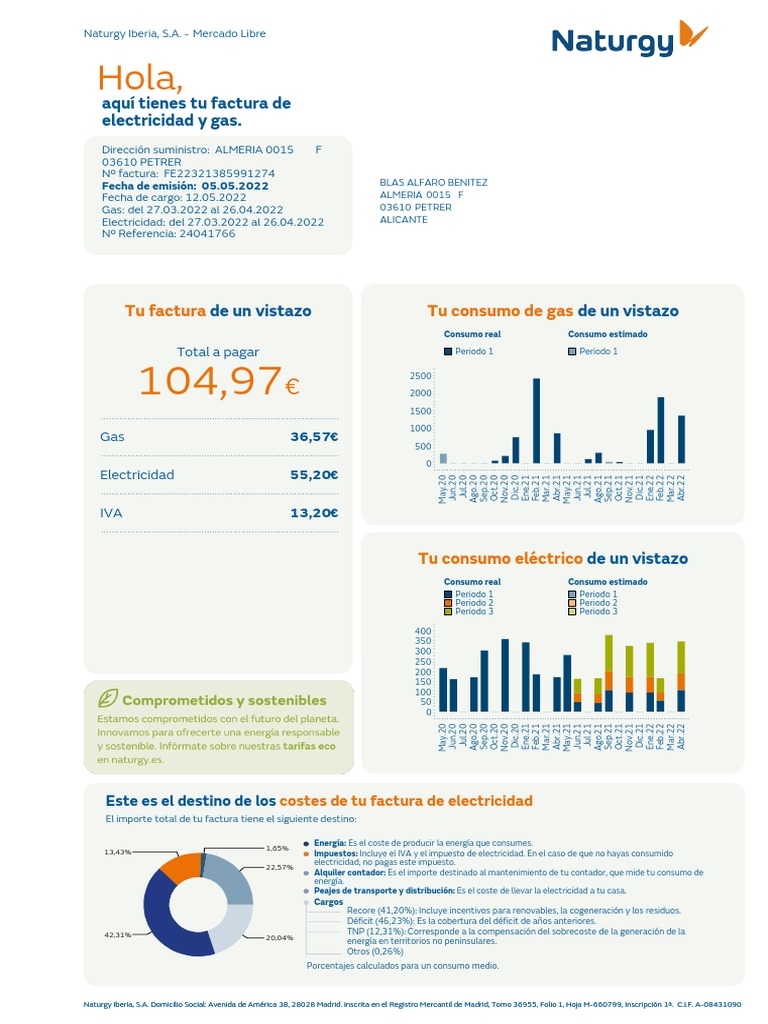 Factura de Luz y Gas Naturgy 2022 | PDF | Naturaleza | Poder (Física)