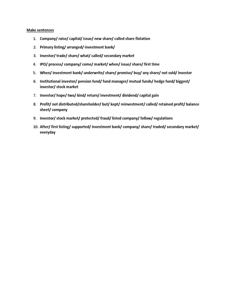 Make Sentences | PDF | Finance & Money Management