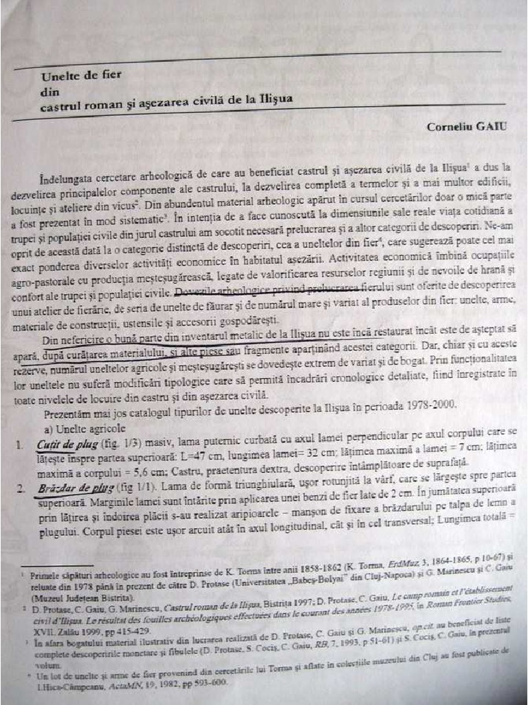 Gaiu - Unelte de Fier Din Castrul Roman Si Asezarea Civila Ilisua | PDF