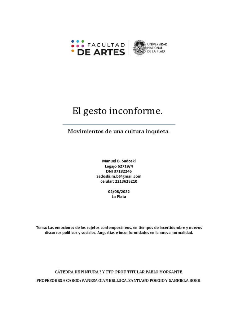 El gesto inconforme en la cultura actual | PDF | Pinturas | Bailes