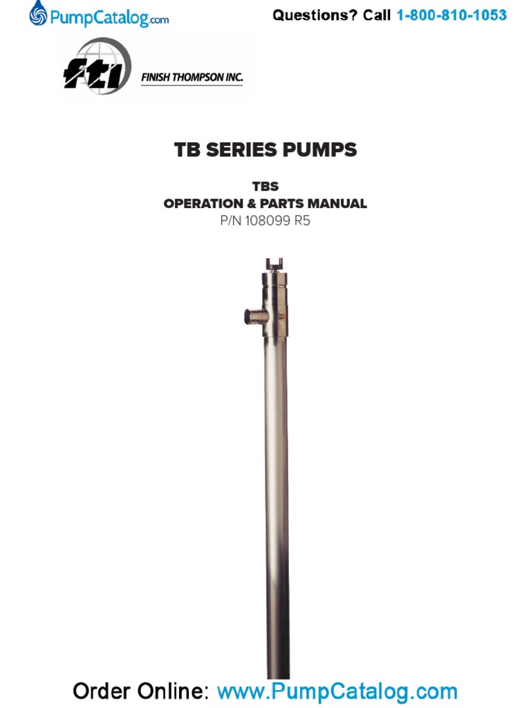 FTI Finish Thompson TBS Series Drum Pumps Operation Parts Manual 108099