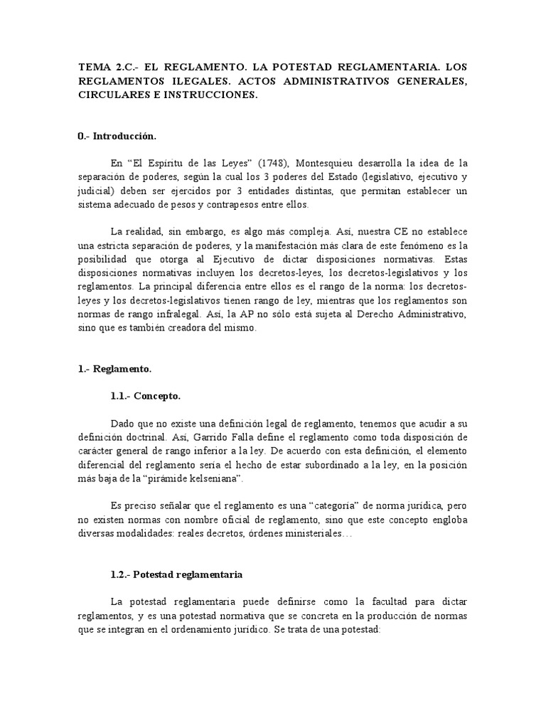 El Reglamento | PDF | Regulación | Separación de poderes