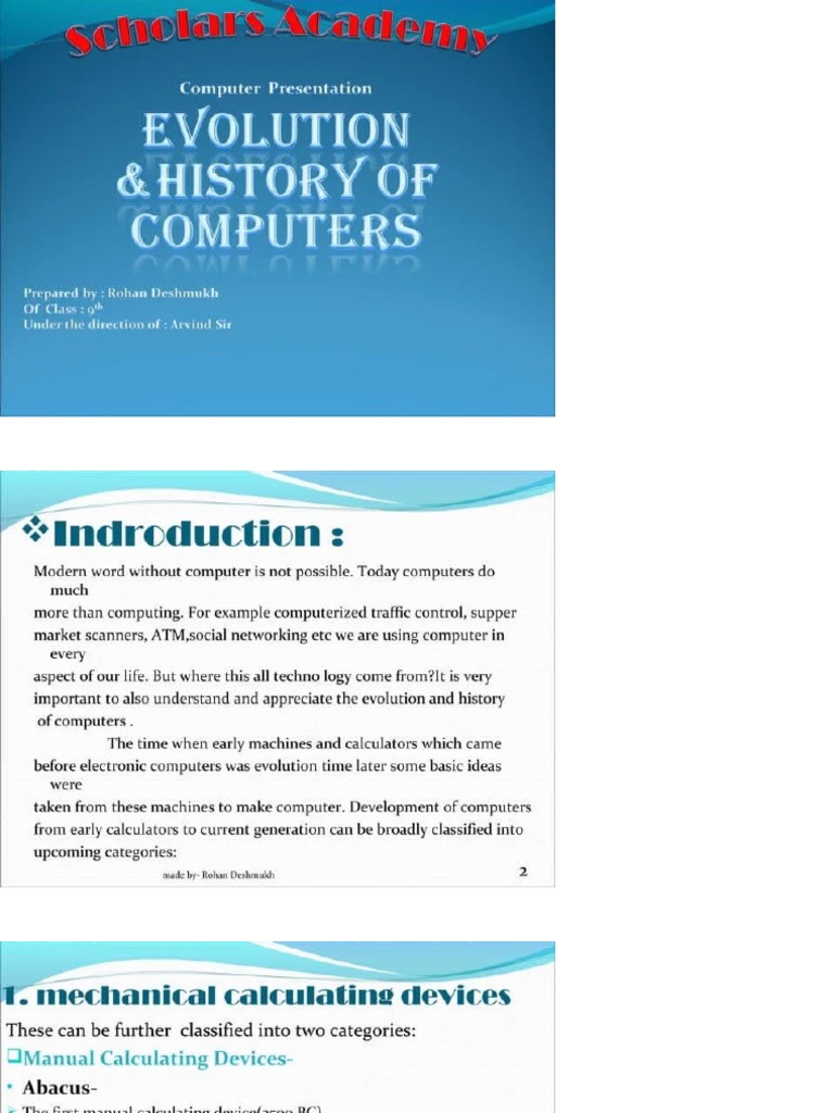Evolution and HIstory of Computer | PDF