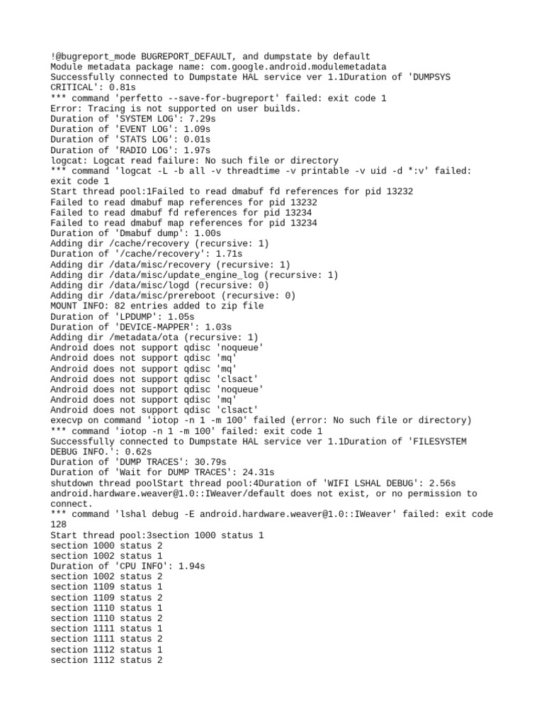 Android Dumpstate Report Summary | PDF | Zip (File Format) | Computer ...