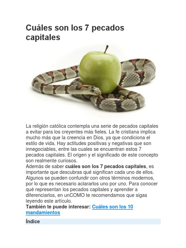 Significado de los 7 pecados capitales | PDF | Siete pecados capitales ...