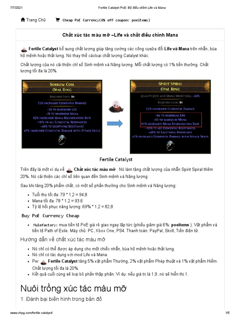 Fertile Catalyst PoE Bộ điều chỉnh Life và Mana PDF