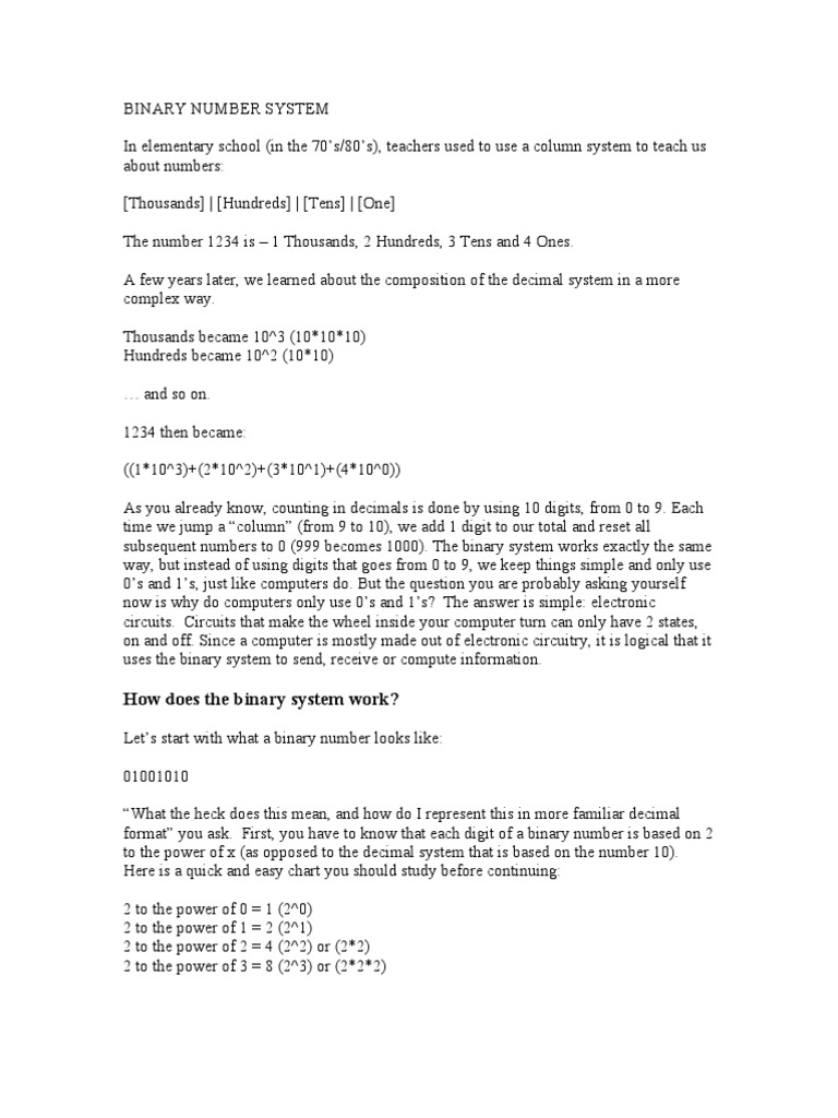 BINARY NUMBER SYSTEM Unit1 | PDF | Electronic Circuits | Areas Of ...