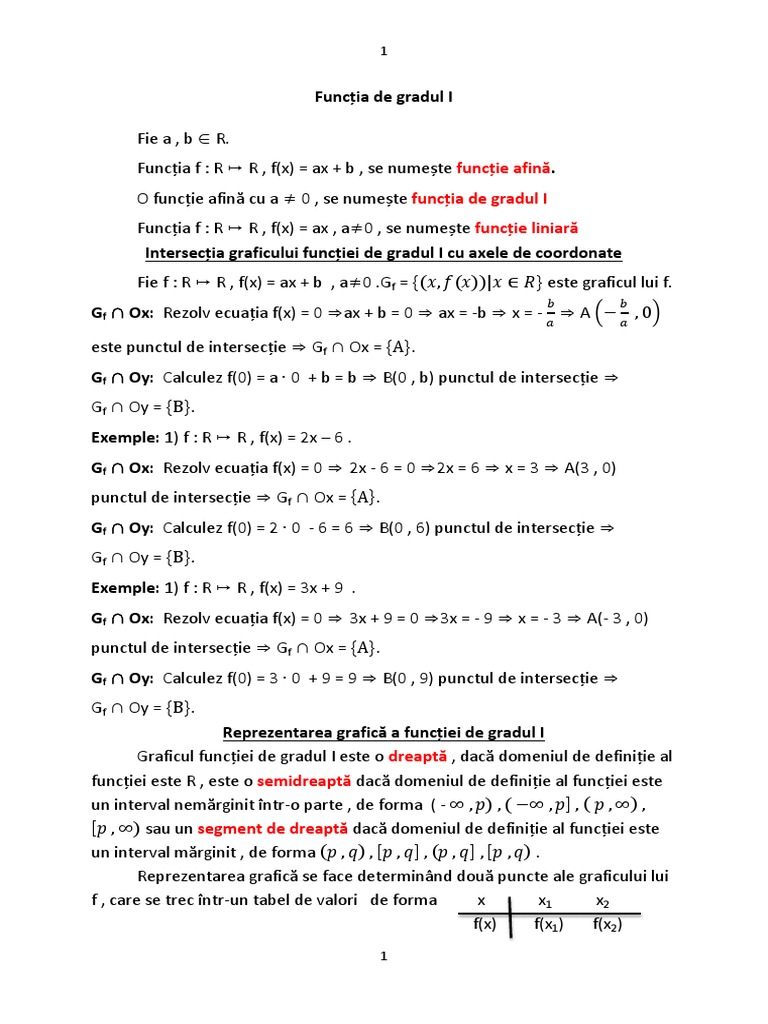 Funcția de Gradul I Nou | PDF