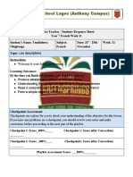 FRENCH - Year 7 French WK 11 Term 1 Playlist Student Response Sheet