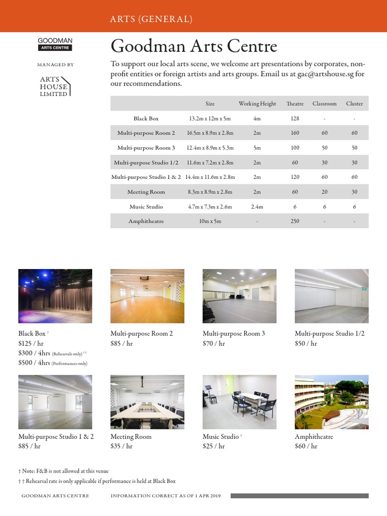 Arts General Rental Rate Sheet | PDF