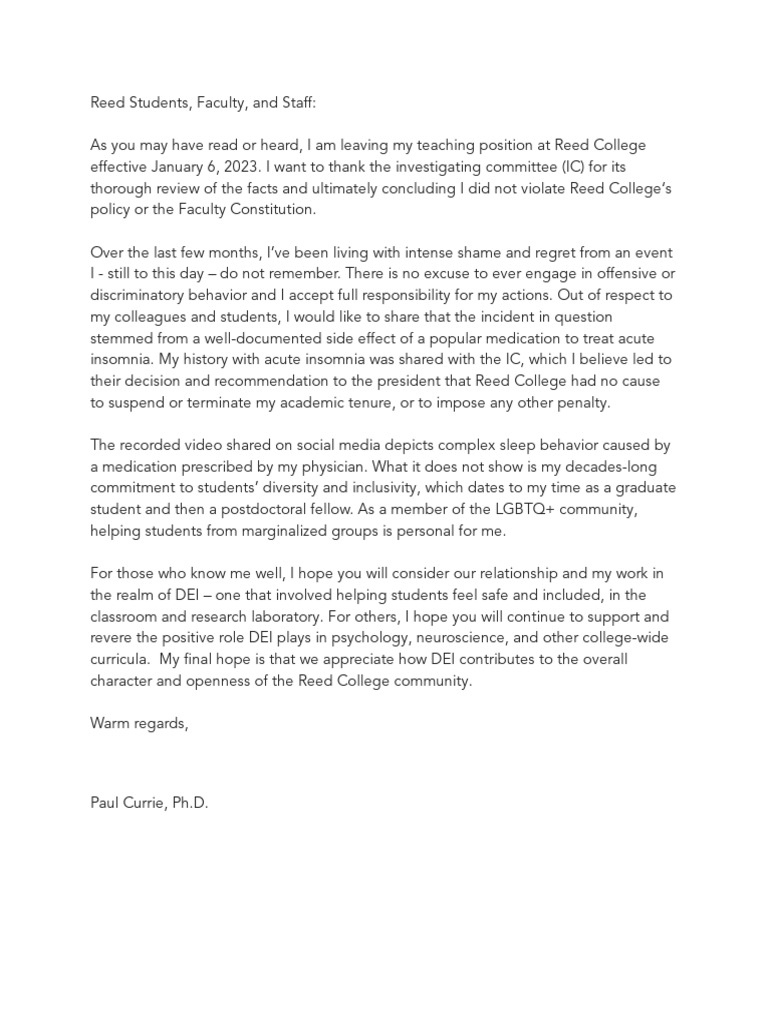Paul Currie Statement | PDF