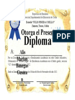 Diploma de Excelencia Academica Primer Lugar