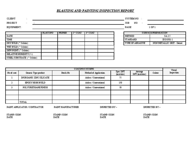 Painting Report Template