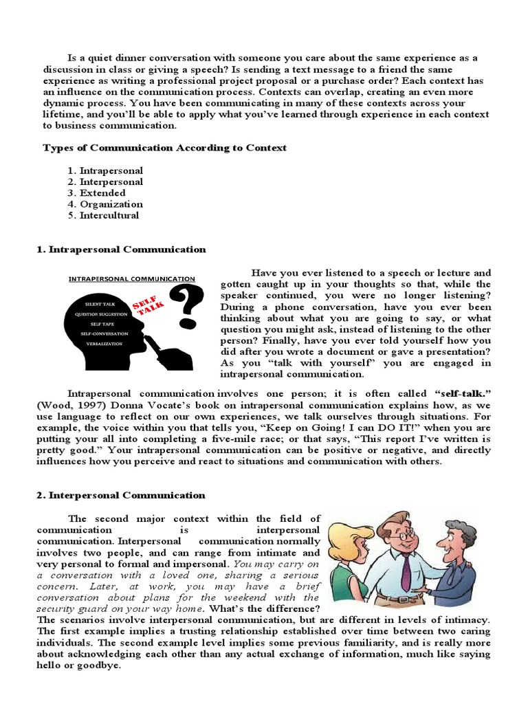 Types of Communication According To Contex1 PDF Communication