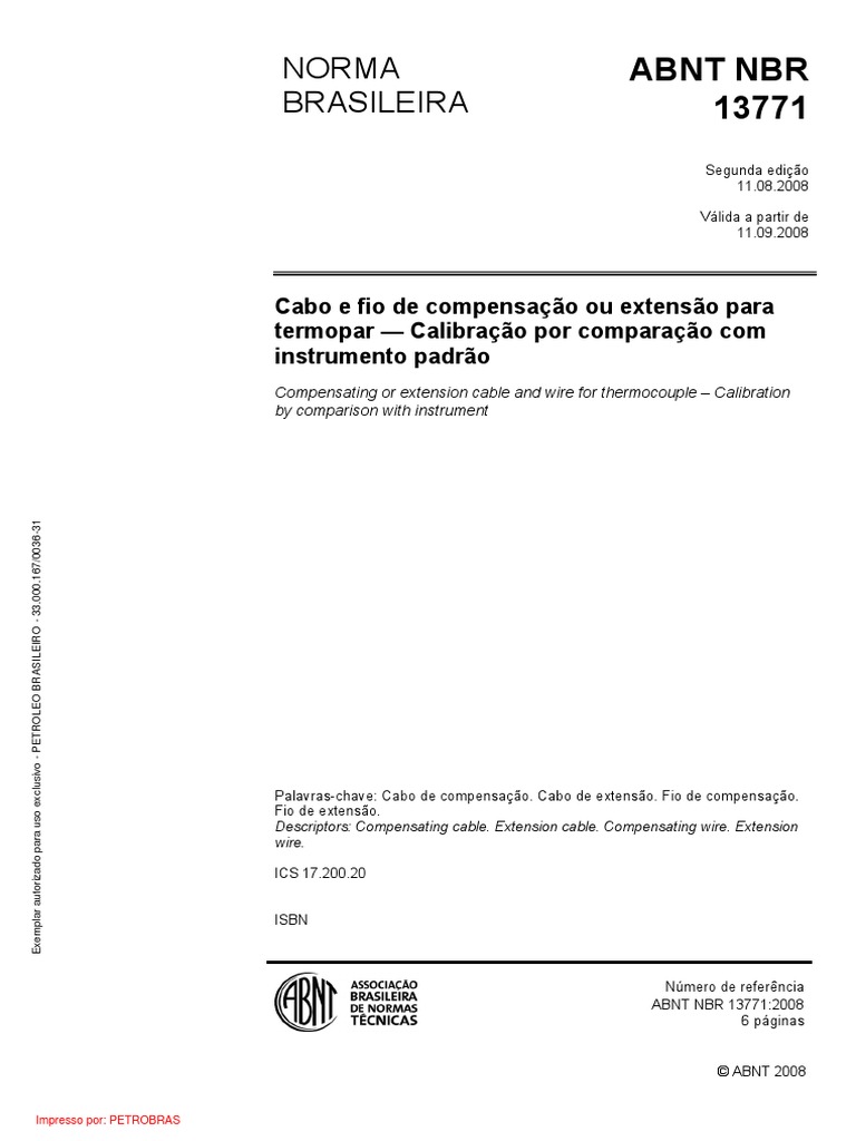 ABNT NBR 13771 Cabos e Fios Termopares | PDF | Termopar | Temperatura