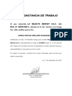 CERTIFICADO DE TRABAJO  LA SELECTA MARKET ICA CAJERA