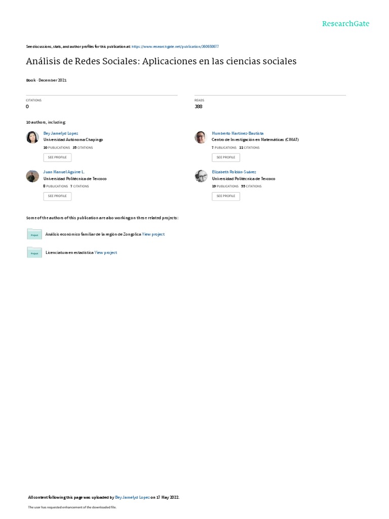 Analisis de Redes Sociales Aplicaciones en Las Ciencias Sociales | PDF ...