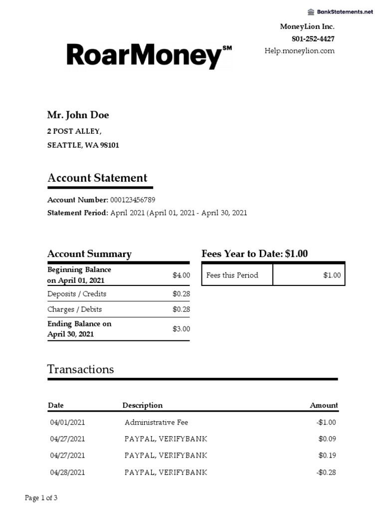 Account Statement: Mr. John Doe | PDF | Pay Pal | Debits And Credits