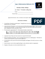 SACE Stage 2 Mathematical Methods 2018 exam paper