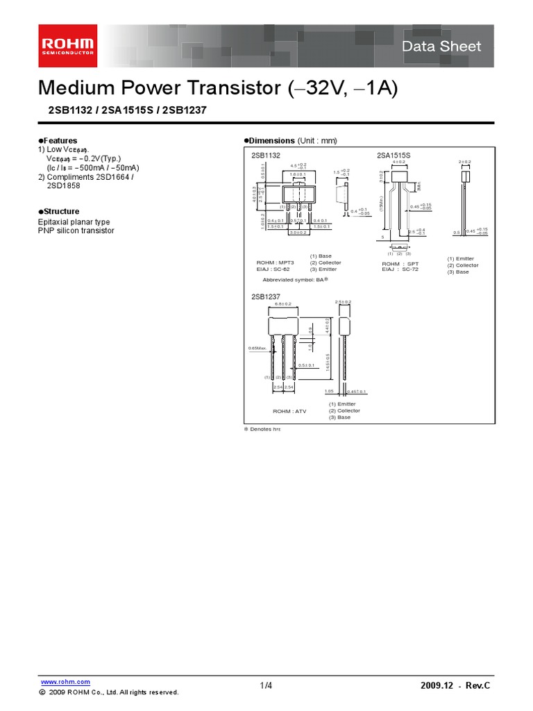 2SB 1237 | PDF | Bipolar Junction Transistor | Reliability Engineering
