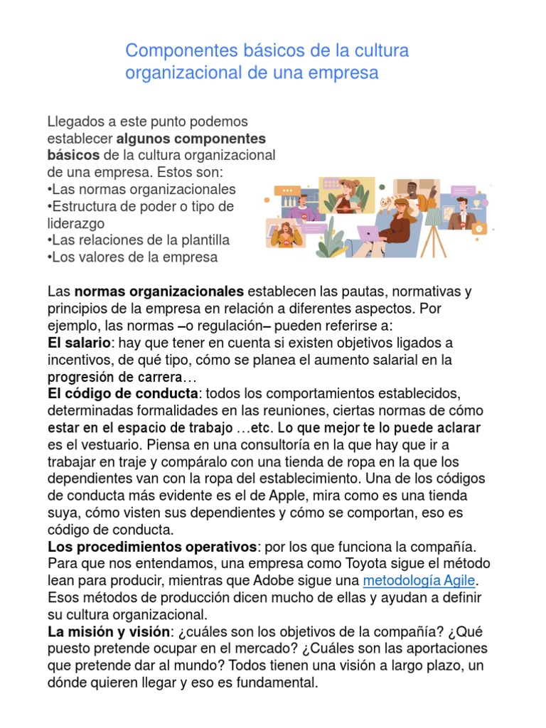 Componentes de la Cultura Organizacional | PDF | Business | Cultura ...