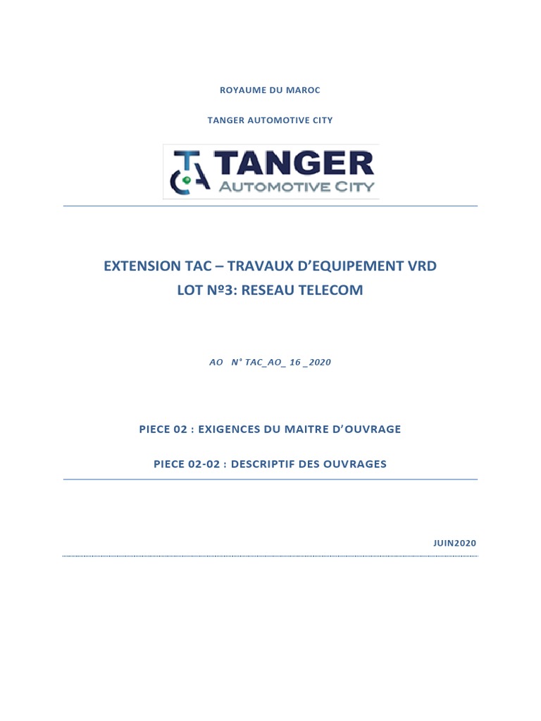 Extension TAC: Réseau Télécom VRD | PDF | Fibre optique | Matériaux