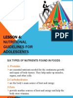 Lesson 4: Nutritional Guidelines For Adolescents