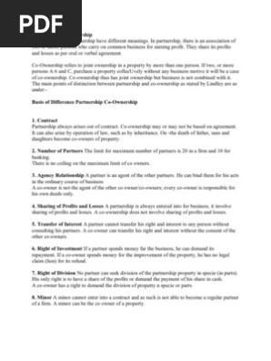 Partnership and Co Ownership