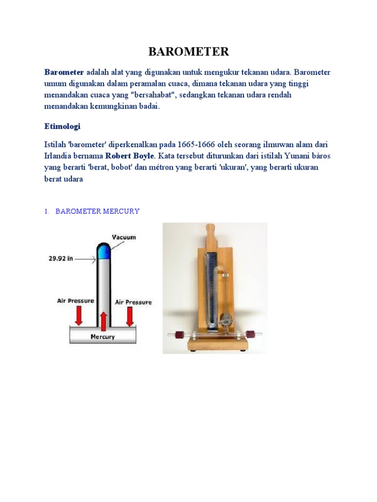 Barometer Adalah Alat Yang Digunakan Untuk Mengukur