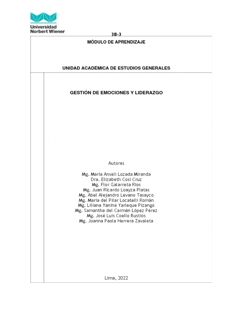 Modulo De Aprendizaje 2022 I Pdf Autoestima Las Emociones