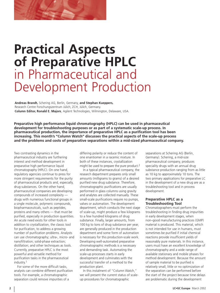 Preparative Hplc Pdf Chromatography High Performance Liquid