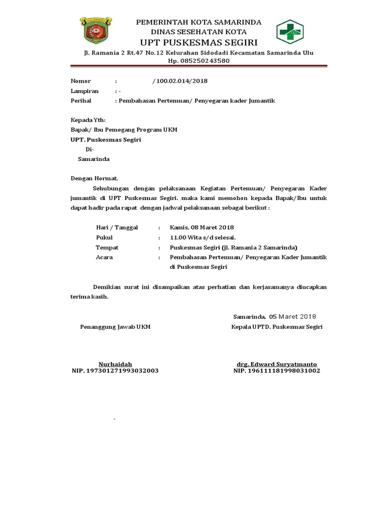 SURAT UNDANGAN Rapat UKM | PDF