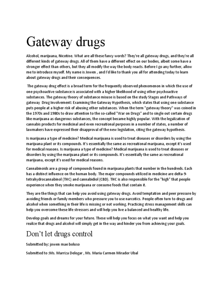 Gateway Drugs PDF Cannabis (Drug) Substance Abuse