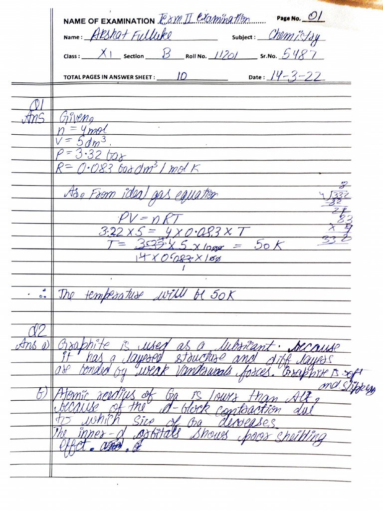 Examination Answer Sheet Template | PDF