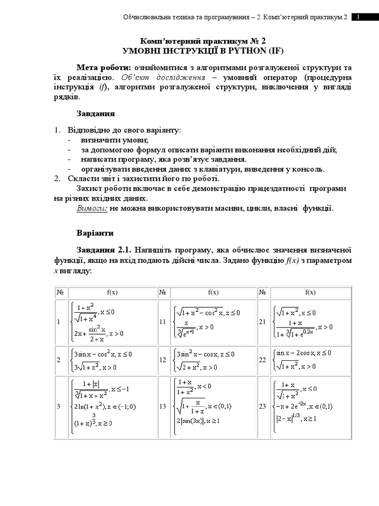 УМОВНІ ІНСТРУКЦІЇ В PYTHON | PDF