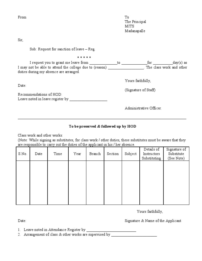 Leave Form Teaching | PDF