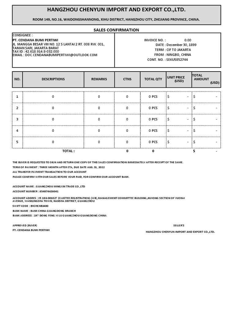 Draft Sales Contract - Add Account Bank | PDF | Business | Financial ...
