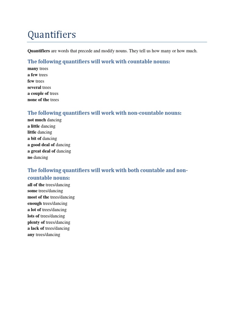 Quantifiers Explanations | PDF