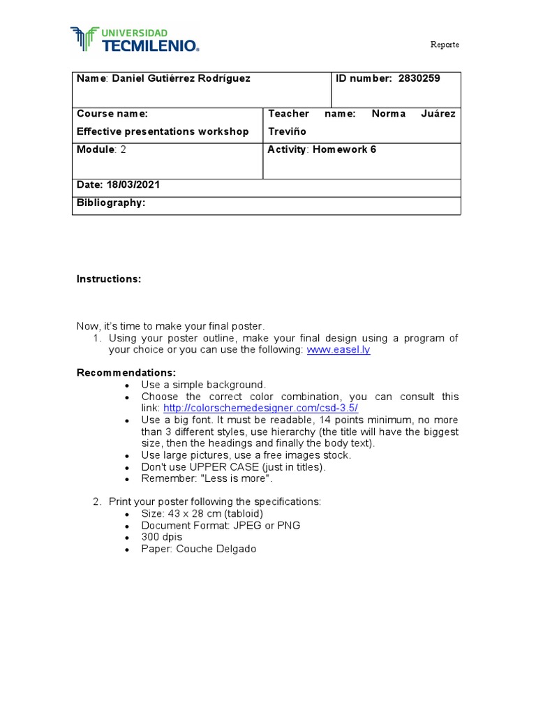 Homework 6 Effective Presentations Workshop Pdf