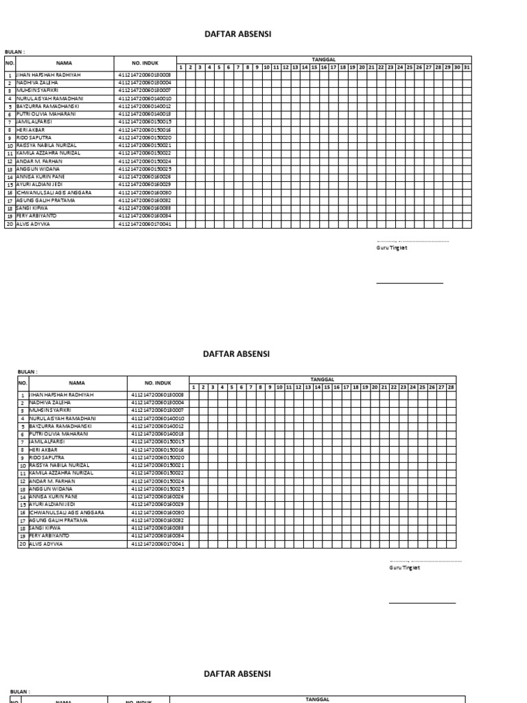Absen TPQ | PDF