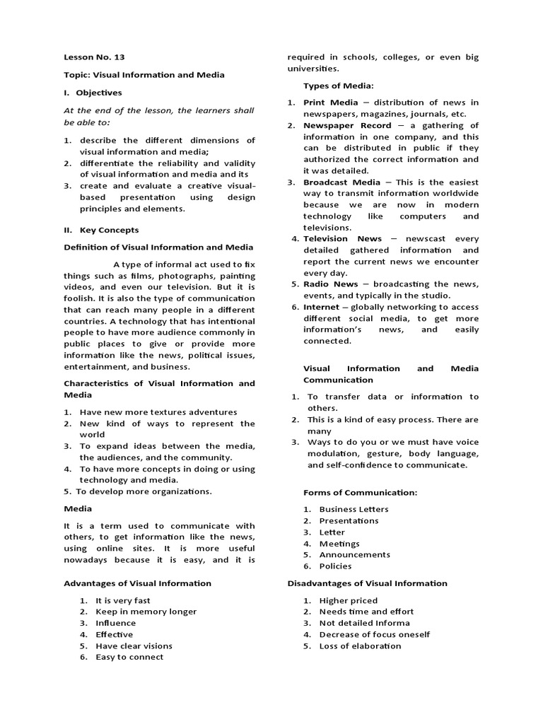 Understanding Visual Information & Media | PDF | Media (Communication ...