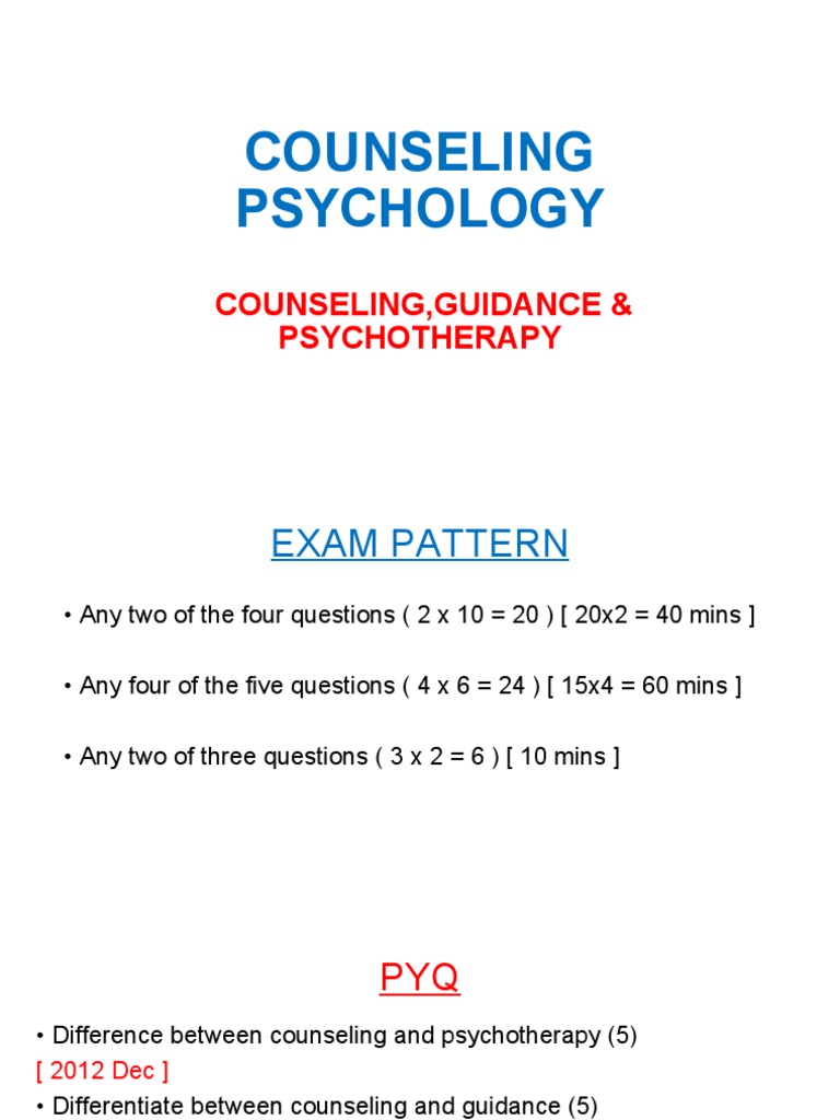 Counseling Psychology: Exam Pattern, PYQs, Definitions of Counseling ...