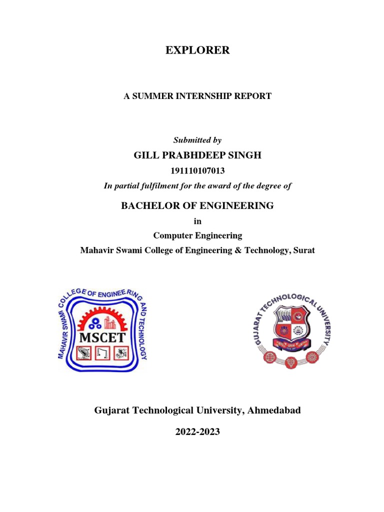 Internship report gtu pdf html hyperlink
