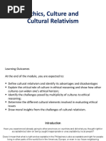 Ethics, Culture and Cultural Relativism