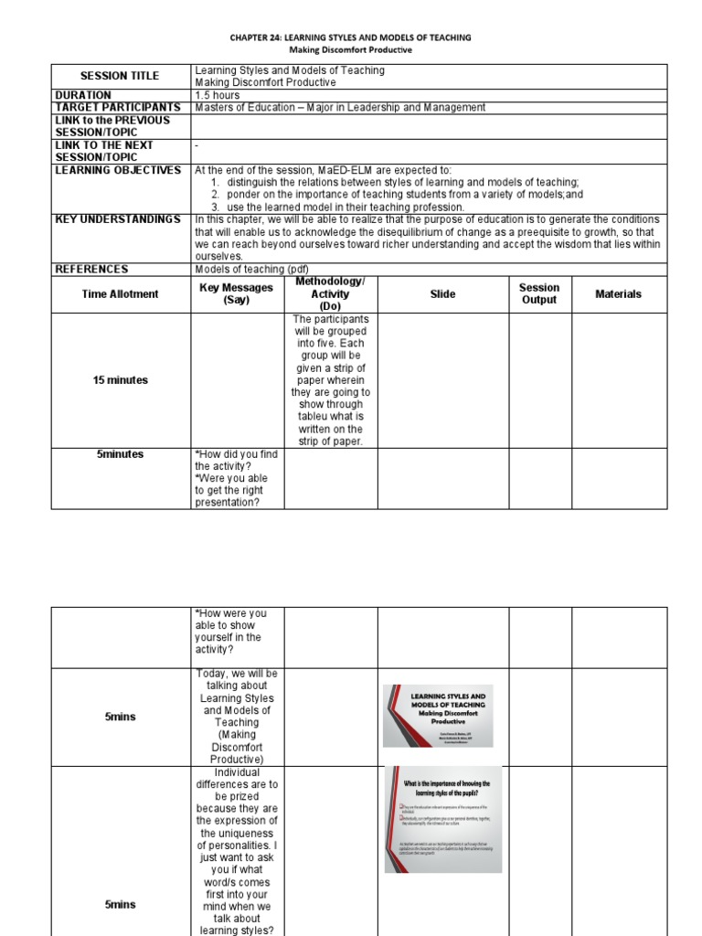 Session Guide | PDF | Learning | Learning Styles